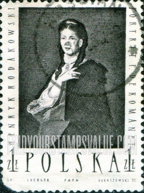 FindYourStampsValue: Paintings by Polish Artists: Mme. de Romanet, Henryk Rodakowski, vertical
