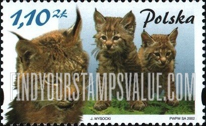 FindYourStampsValue: Mammals and Their Young: Lynx (blue denomination)