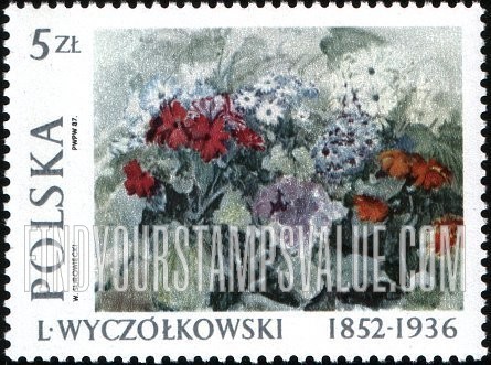 FindYourStampsValue: Paintings by Leon Wyczolkowski (1852-1936): Cineraria Flowers, 1924