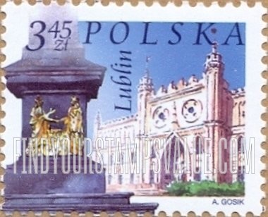 FindYourStampsValue: City Landmarks Type of 2002: Union Monument, Lublin Castle, Lublin, horizontal
