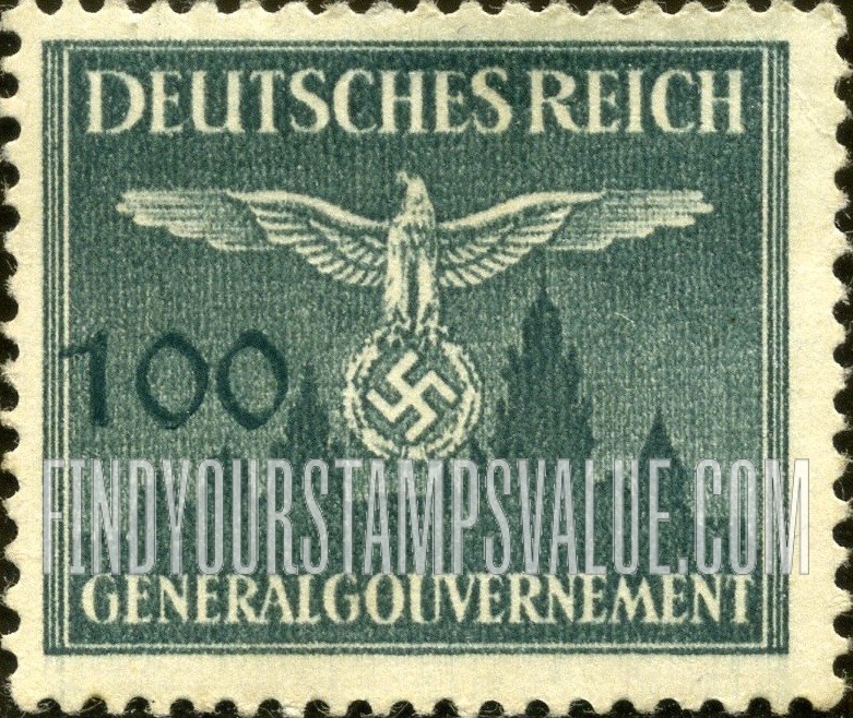 FindYourStampsValue: OCCUPATION OFFICIAL - Nazi Emblem and Cracow Castle