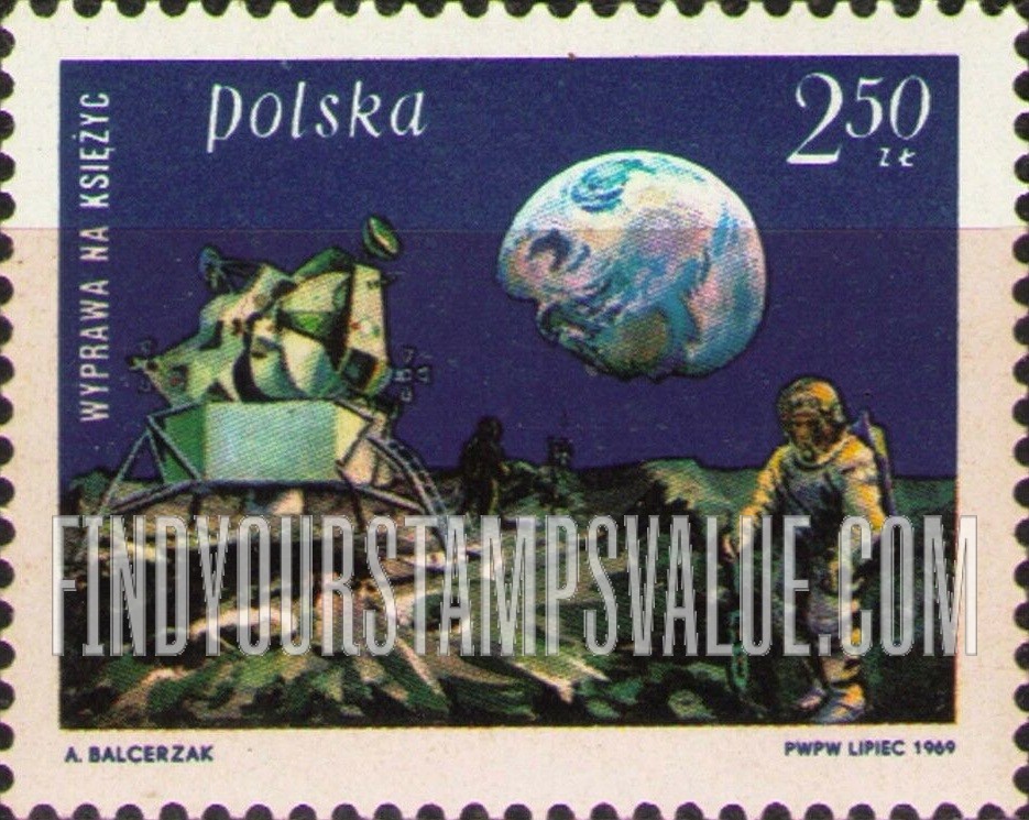FindYourStampsValue: Landing Module on Moon, and Earth