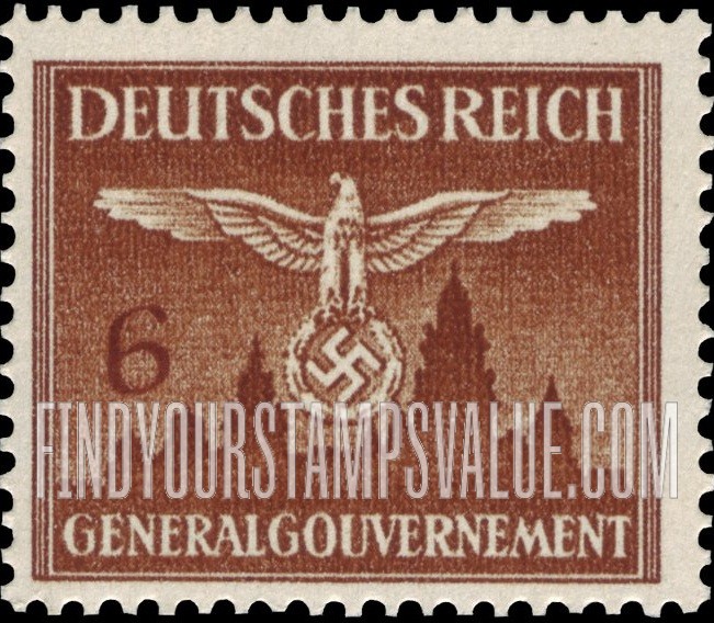 FindYourStampsValue: OCCUPATION OFFICIAL - Nazi Emblem and Cracow Castle