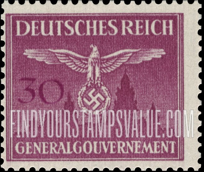 FindYourStampsValue: OCCUPATION OFFICIAL - Nazi Emblem and Cracow Castle
