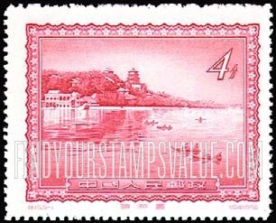 FindYourStampsValue: Famous Views of Imperial Peking: Summer Palace and Marble Boat - 帝国北京的著名景点:颐和园和大理石船