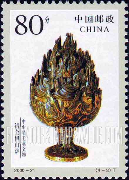 FindYourStampsValue: Relics from the Tomb of Prince Jing of Zhongshan: Boshan incense burner - 中山靖王墓文物: 错金博山炉