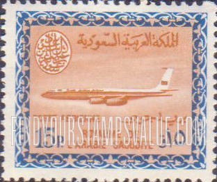 FindYourStampsValue: AIR POST: Saudi Airline Boeing 720-B Jet - البريد الجوّي: طائرة بوينغ 720 التّابعة للخطوط الجويّة السعودية