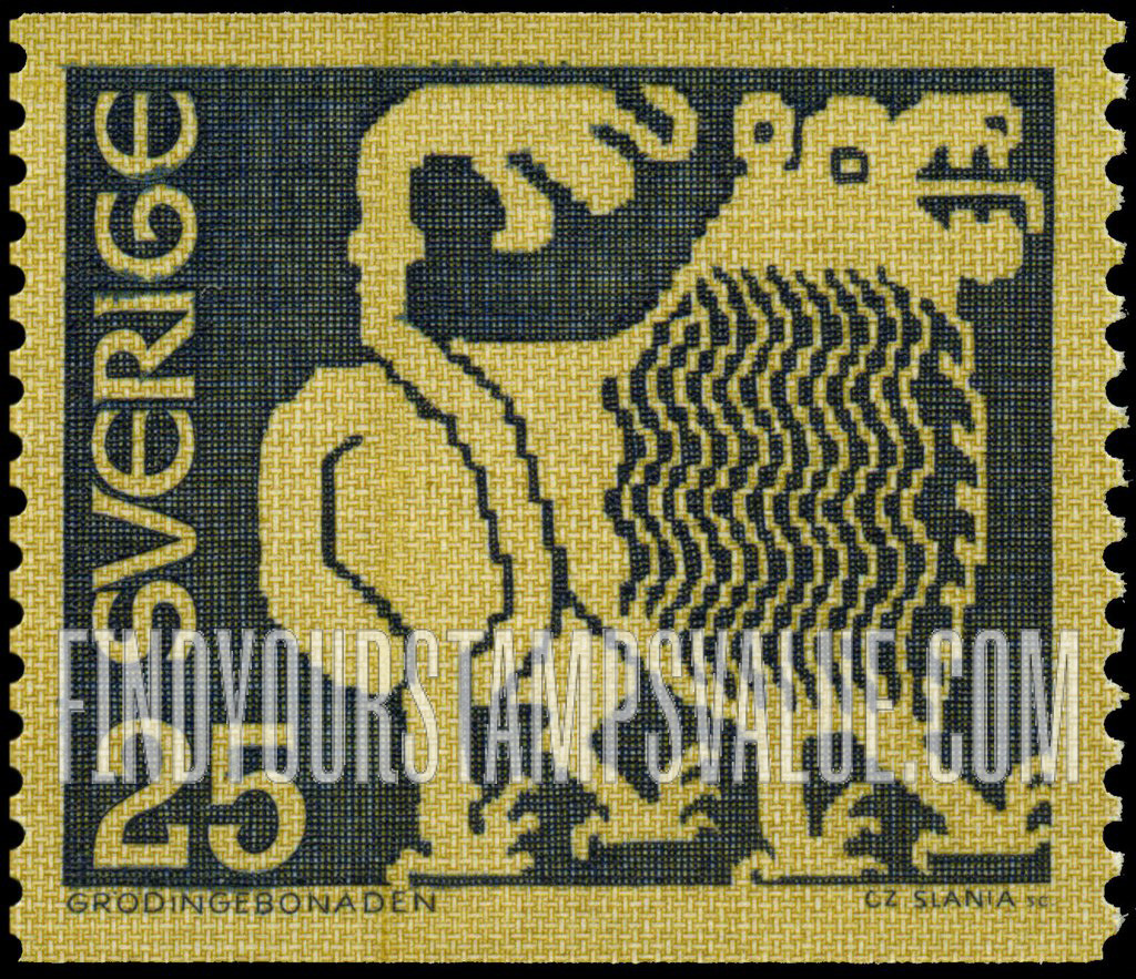 FindYourStampsValue: Lion, from Grodinge tapestry, 15th centenary
