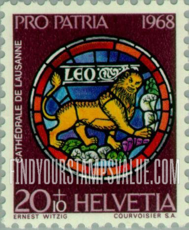 FindYourStampsValue: Semi-Postal, Rose Window, Lausanne Cathedral: Leo