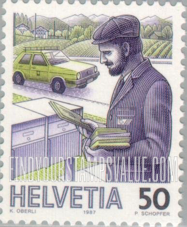 FindYourStampsValue: Federal Administration, Mail Handling: Postman, 1986