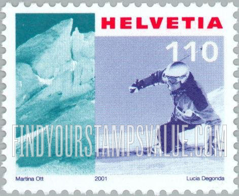 FindYourStampsValue: Federal Administration: Kleine Matterhorn Glacier, skier