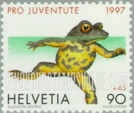 FindYourStampsValue: Semi-Postal, Life In and Around Water: Yellow-bellied toad