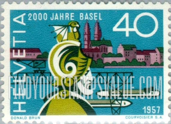 FindYourStampsValue: Federal Administration: Munatius Plancus and view of Basel