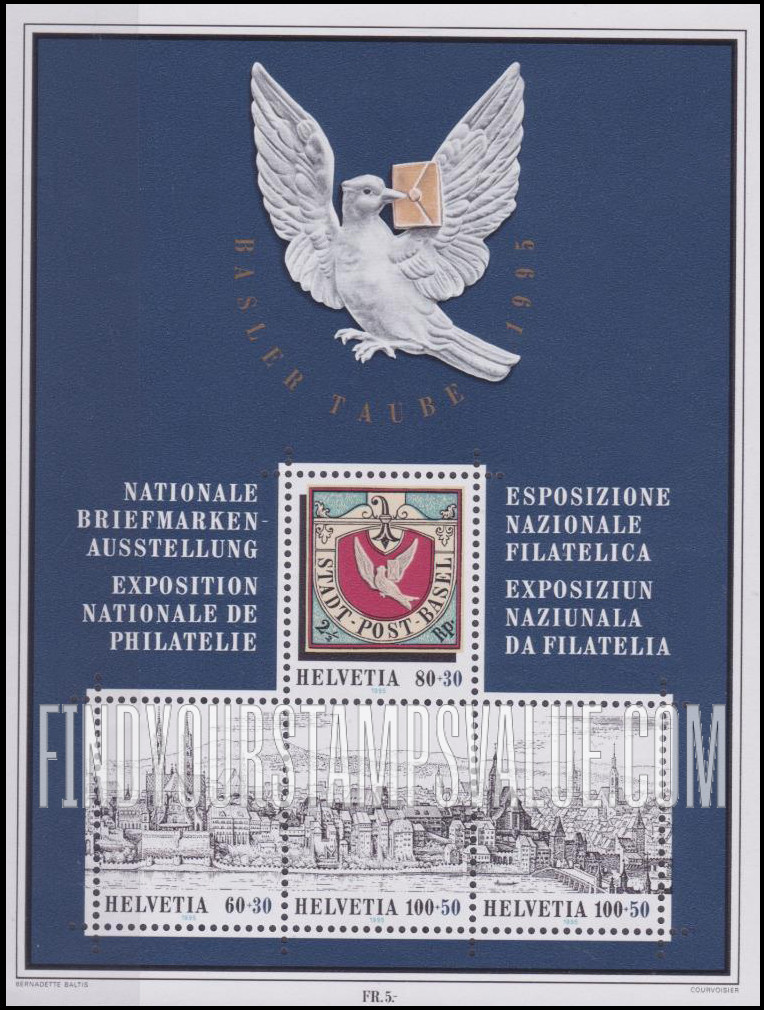 FindYourStampsValue: Semi-Postal: Basler Taube ’95 Philatelic Exhibition, Basel