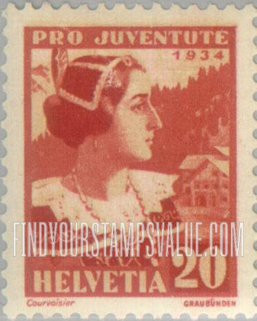 FindYourStampsValue: Semi-Postal: Girl of Grisons