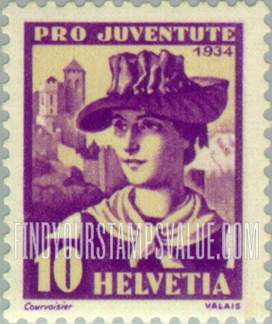 FindYourStampsValue: Semi-Postal: Girl of Valais
