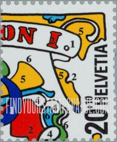 FindYourStampsValue: Semi-Postal, NABA 2000 Philatelic Exhibition, St. Gallen: Quadrant of stylized Coat of Arms, UR
