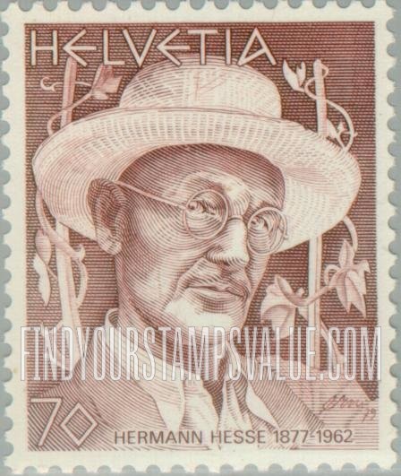 FindYourStampsValue: Federal Administration: Hermann Hesse (1877-1962), writer, and vines