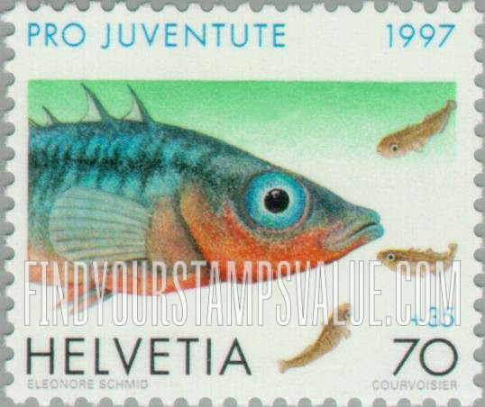 FindYourStampsValue: Semi-Postal, Life In and Around Water: Three-spined stickleback