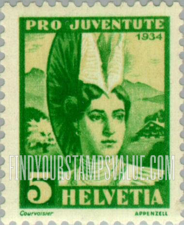 FindYourStampsValue: Semi-Postal: Girl of Appenzell