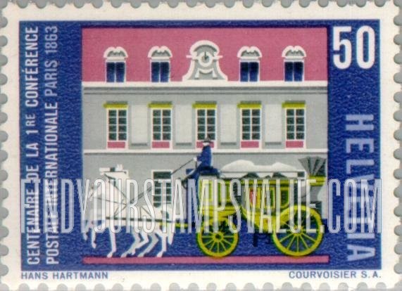 FindYourStampsValue: Federal Administration: Post Office Building, Paris, 1863