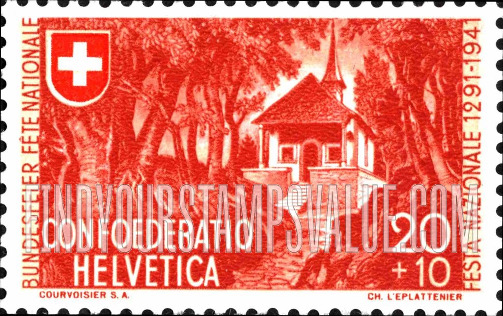 FindYourStampsValue: Semi-Postal: Tell Chapel at Chemin Creux