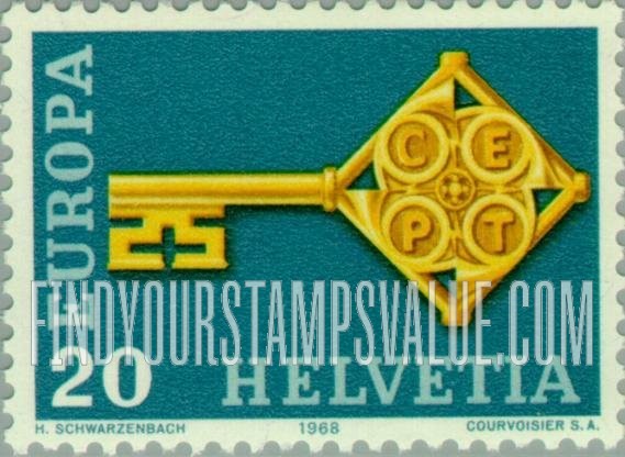 FindYourStampsValue: Federal Administration: Golden Key with CEPT Emblem