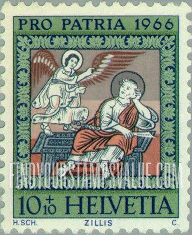 FindYourStampsValue: Semi-Postal, Ceiling Paintings from Church of St. Martin at Zillis: Joseph’s dream