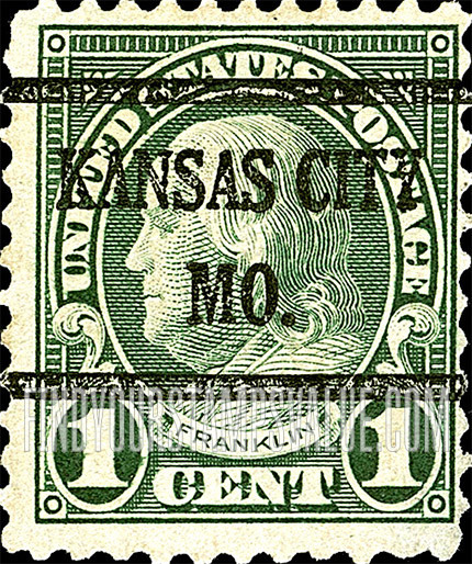 FindYourStampsValue: BENJAMIN FRANKLIN - Bureau Precancel - Kansas City, Mo.