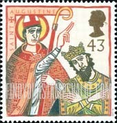 FindYourStampsValue: Great Britain (United Kingdom): St. Augustine of Canterbury & St. Columba of Iona - St. Augustine baptizing King Ethelbert