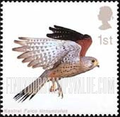 FindYourStampsValue: Great Britain (United Kingdom): Birds of Prey - Kestrel in Flight