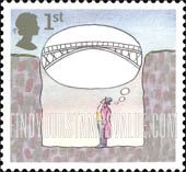 FindYourStampsValue: Great Britain (United Kingdom): World of Invention - Man thinking about Bridge