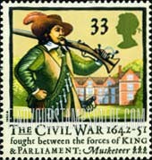 FindYourStampsValue: Great Britain (United Kingdom): English Civil War, 350th Anniversary - Musketeer