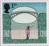 FindYourStampsValue: Great Britain (United Kingdom): World of Invention - Man thinking about Bridge, Self-Adhesive Stamp