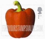 FindYourStampsValue: Great Britain (United Kingdom): Fruit and Vegetables - Pepper, Self-Adhesive Booklet Stamp
