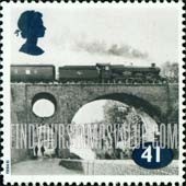 FindYourStampsValue: Great Britain (United Kingdom): Age of Steam - Locomotive on Bridge over Worcester and Birmingham Canal