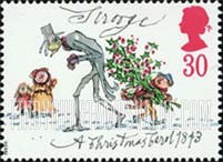 FindYourStampsValue: Great Britain (United Kingdom): "A Christmas Carol", by Charles Dickens, 150th Anniversary - Scrooge