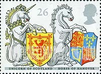 FindYourStampsValue: Great Britain (United Kingdom): Order of the Garter, 650th Anniversary - Unicorn of Scotland, Horse of Hanover