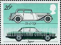 FindYourStampsValue: Great Britain (United Kingdom): Cars - Jaguar SS1 (1931) and XJ6 (1967)