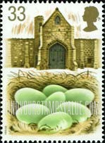 FindYourStampsValue: Great Britain (United Kingdom): Mute Swans - Eggs in Nest, Tithe Barn