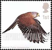 FindYourStampsValue: Great Britain (United Kingdom): Birds of Prey - Kestrel in Flight