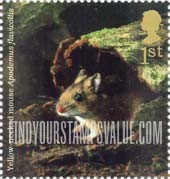 FindYourStampsValue: Great Britain (United Kingdom): Mammals - Yellow-necked Mouse