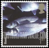FindYourStampsValue: Great Britain (United Kingdom): Marine Life - Bass