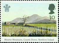 FindYourStampsValue: Great Britain (United Kingdom): Investiture of Prince of Wales, 25th Anniversary - Mourne Mountains, County Down, Northern Ireland