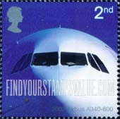 FindYourStampsValue: Great Britain (United Kingdom): Jet Aircraft - Airbus A340-600, 2002