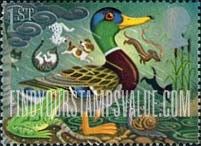 FindYourStampsValue: Great Britain (United Kingdom): Symbols of Good Luck - Duck, Frog, Booklet Stamp