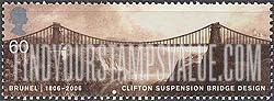 FindYourStampsValue: Great Britain (United Kingdom): Engineering Projects of Brunel - Clifton Suspension Bridge Design