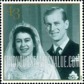 FindYourStampsValue: Great Britain (United Kingdom): Queen Elizabeth II, Prince Philip, 50th Wedding Anniversary - Wedding Portrait