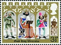 FindYourStampsValue: Great Britain (United Kingdom): Illustrations for Christmas Carol "Good King Wenceslas" - Page and Peasant