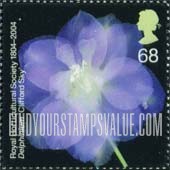 FindYourStampsValue: Great Britain (United Kingdom): Royal Horticultural Society, Bicentenary - Delphinium "Clifford Sky"